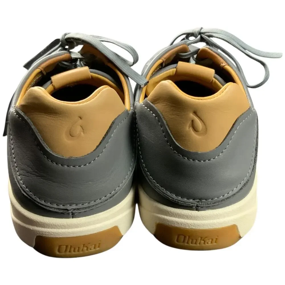 OluKai Lae’ahi Lī Ili Men’s Size 12 Gray Leather Casual Comfort Sneakers Shoes